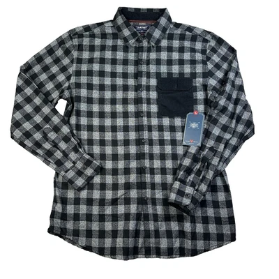 NWT Mens Company 81 Flannel Shirt Long Sleeve Button Up Plaid Black Gray Size XL - Image 1 of 4