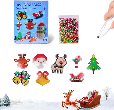 Bügelperlen Weihnachten Set, 5mm Bügelperlen mit Bunte Perlen, Platten, Muster & - Bild 1 von 4