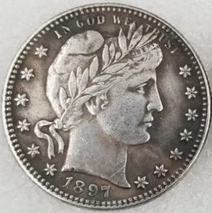 1897-S New Orleans Mint Silver Quarter Silver Coin Barber 25c High Grade - Picture 1 of 3