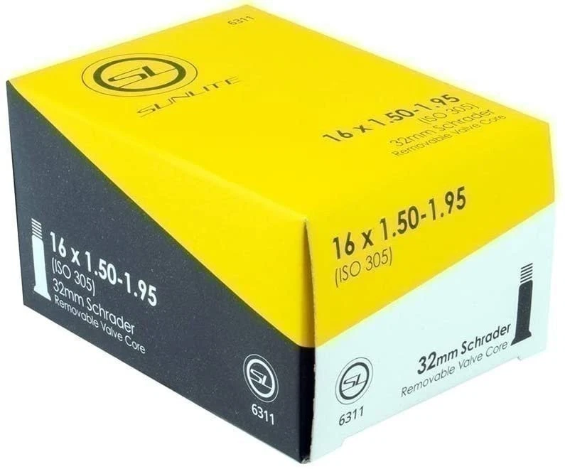 SUNLITE Schrader Valve Bicycle Tubes, 16 x 1.50-1.95" / 32mm Valve - Image 1 of 1