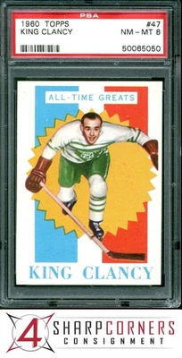 1960 TOPPS #47 FRANK KING CLANCY MAPLE LEAFS HOF PSA 8 - Image 1 of 4