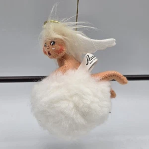 2009 Annalee Filz Weihnachtsengel auf Wolke Bommel Schneeball Ornament 3" - Bild 1 von 5