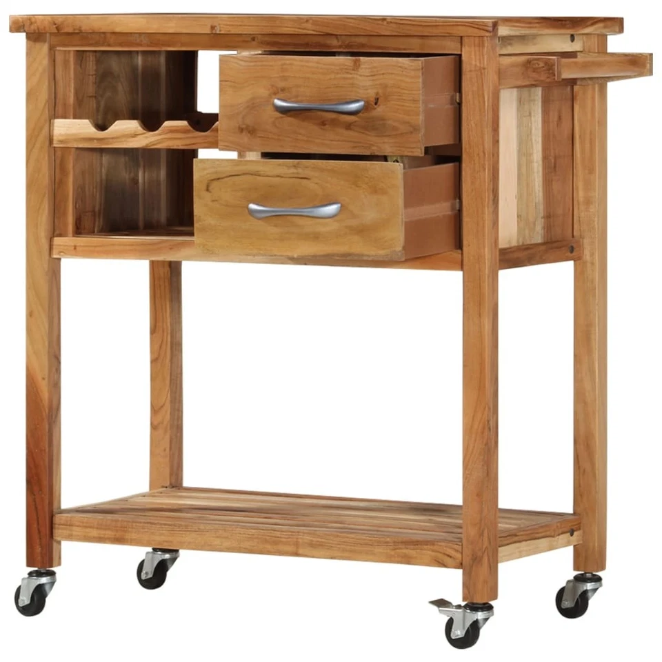 Kitchen Trolley Portable Island Serving Utility Cart Solid Wood Acacia vidaXL - Image 1 of 1