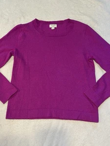 J.Crew Women’s M Teddie Sweater F5199 Magenta Wool Cotton Blend Crewneck Knit  - Picture 1 of 11