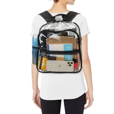 Heavy Duty Clear Transparent Backpack See Through Waterproof Bag Travel Outdoor - Image 1 of 4