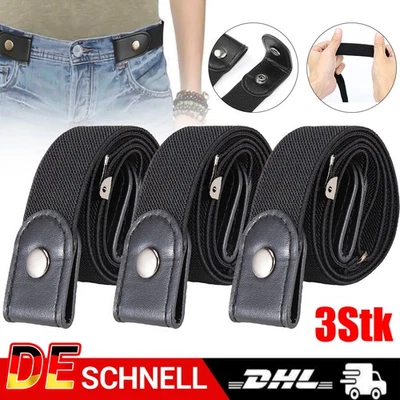 3x Stretchgürtel ohne Schnalle elastisch Gürtel Damen Herren bis 120cm Elastisch - Bild 1 von 4