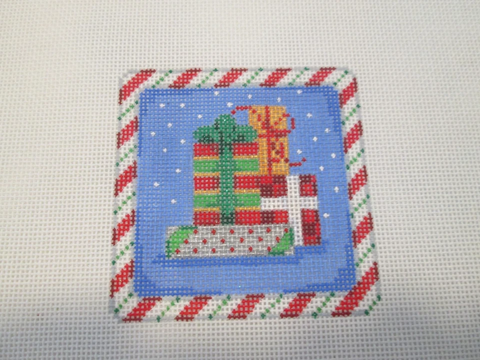 PRESENTS ORNAMENT-ASSOCIATED TALENTS-HANDPAINTED NEEDLEPOINT CANVAS - Image 1 of 1
