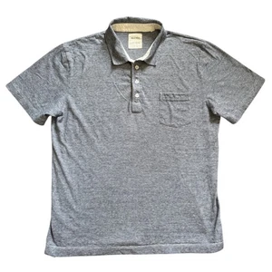 Billy Reid Men's Polo Shirt Short Sleeve Stripe Black Cream Pocket Collar Cotton - Picture 1 of 7