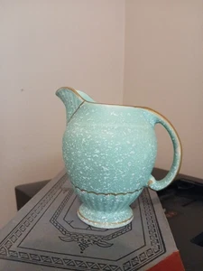 Vintage Crown Devon Creamer Pitcher Speckled Green & Gilt- 5 1/4" Tall - Picture 1 of 4