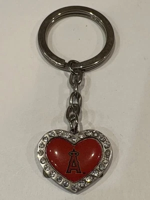 California Los Angeles Anaheim ANGELS Metal Heart KEYCHAIN & KEYRING - Image 1 of 3