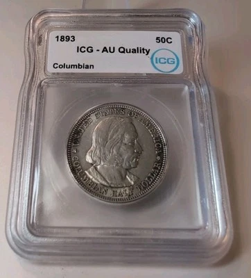 1893 Columbian Silver Commemorative Half Dollar 50C ICG AU Quality - Image 1 of 4