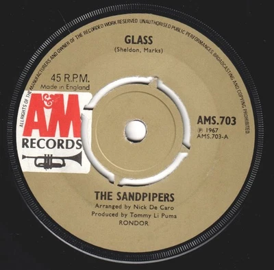 Sandpipers (Easy Listening Group) Glas 7" Vinyl UK A&M 1967 4 Zinken Label - Bild 1 von 2