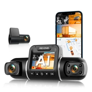 V2 PRO AI Dash Cam 3-Channel Front/Cabin/Rear 1080p Recording with Mobile App... - Picture 1 of 8