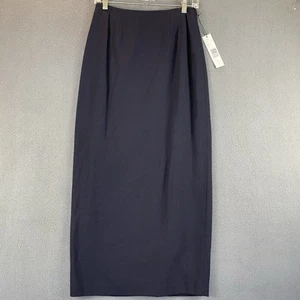 VTG Ellen Tracy 100% Wool Pencil Skirt Sz 6 NWT Navy Blue Lined Slit Ankle - Picture 1 of 12
