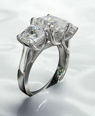 4.50 CT E VS1 Lab Grown Cushion Platinum Diamond Engagement Ring IGI - Image 1 of 4