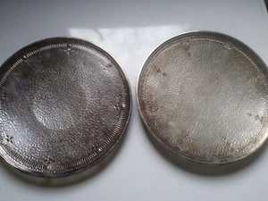 Pair pierced Art Deco - MERIDEN 10"  Round Footed Silver Plate Trays - Picture 1 of 5