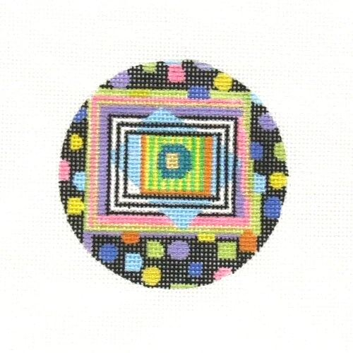 Penny MacLeod Round Luggage Tag Ornament Handpainted Needlepoint Canvas 553 - Image 1 of 1