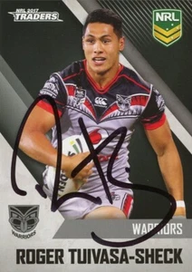 Signed 2017 New Zealand Warriors NRL TLA Traders Card - Roger Tuivasa-Sheck - Bild 1 von 3