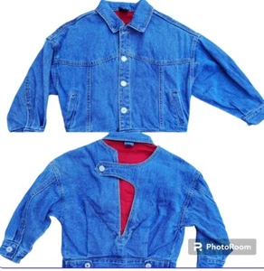 Vintage 90's Y2K Boys CB Diary Jeans Jacket Denim Sz 6T Height 43in Back Cutout - Picture 1 of 4