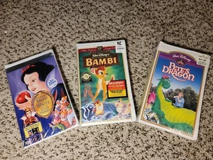 Walt Disney VHS Lot: Three Factory Sealed New! Snow White, Bambi, Pete's Dragon - Picture 1 of 6
