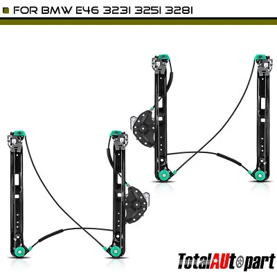 Regulador de ventana eléctrica 2 piezas sin motor para BMW E46 323i 325i delantero izquierdo y derecho Foto 1 de 4