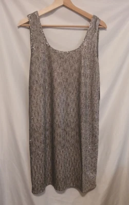 Vestido sin mangas ECRU lentejuelas mujer mediano champán plateado pulóver Foto 1 de 4