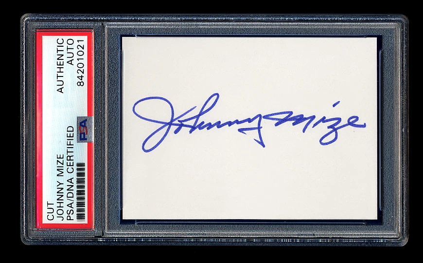 JOHNNY MIZE SIGNED MINT CUT PSA/DNA AUTOGRAPHED HOF NEW YORK YANKEES CARDINALS - Image 1 of 1