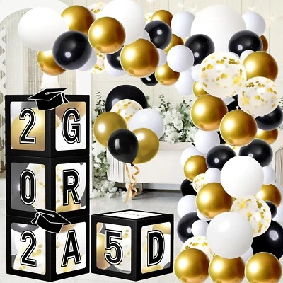 Clase de 2025 Graduación Blanco y Negro Foto Telón de Fondo Banner y Globos Gar... Foto 1 de 4