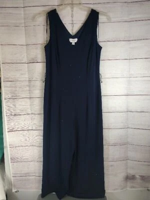 Mono ELLE Azul Marino Brillante Cuello en V Largo Capri, Talla M Foto 1 de 4