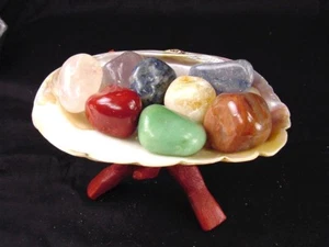 ABER - Natürliche Chakra Heilung Edelsteine 7+ Quarz Austern Muschel Stein Karte 6516K - Bild 1 von 5