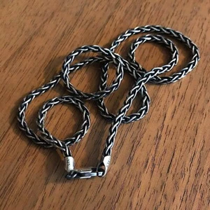 Massive 925 oxidierte Sterlingsilber italienische Spiga Weizenkette 3 mm - Bild 1 von 9