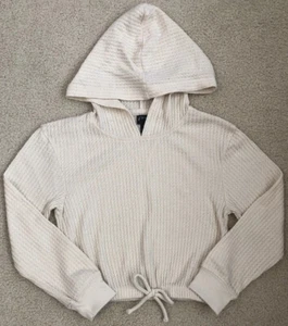 ART CLASS size SMALL Girls Ivory/Cream Waffle Knit Hooded cropped Shirt EUC - Picture 1 of 4