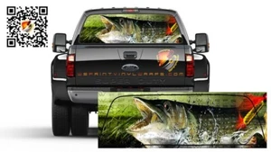 Northern Pike Fish Graphic Rear Window Tint Perforated Graphic Decal Trucks Cars - Bild 1 von 4