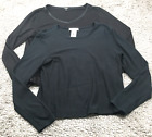 Lot Of 2 Talbots Petites Womens T-Shirt Top Size M Black Regular Fit Long Sleeve