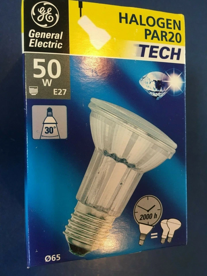 GE BRAND 50w 240v ES Halogen Hi Spot 63 Par20 30° Flood Reflector Bulb