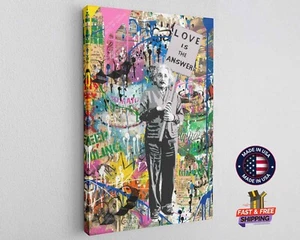 Impresión artística clásica de decoración de lienzo de graffiti callejero Love Is The Answer - Imagen 1 de 6