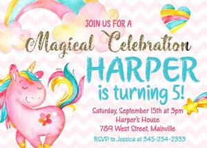 Unicorn Birthday Invitation, Unicorn, Invitation, Unicorn Party, Sparkle, Pink - Picture 1 of 1