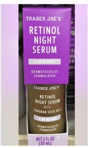 Suero nocturno de retinol TRADER JOES nuevo sellado 1 oz contiene 0,3 % de retinol - Imagen 1 de 3