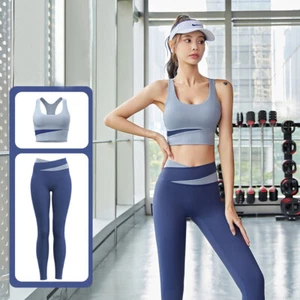 Women Yoga Set Top Bra Sports Suit Push Up Pants Workout Leggings Gym Fitness - Picture 1 of 29