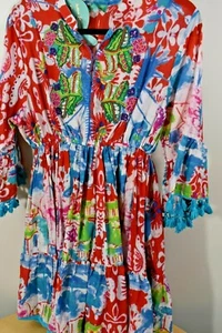 ANTICA SARTORIA 2021 RED BLUE AND WHITE SPLASH TOP/DRESS NWT O/S - Picture 1 of 6