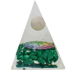Esfera de cuarzo transparente y pirámide de malaquita cristales de meditación protección curativa - Imagen 1 de 5