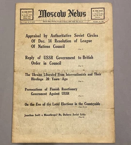 18 de diciembre 1939 Moscú Periódico Ucrania Liberada - Imagen 1 de 6