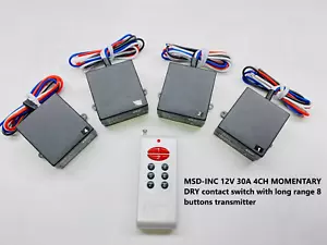 12v 30A 315mhz 4 CH MOMENTARY dry contact switch with long range remote RX401P - Picture 1 of 6