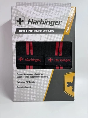 Harbinger 78" Red Line Weight Lifting Knee Wraps - New - Image 1 of 4