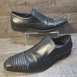 Steve Madden slip-on black leather studded dress shoes men's size 11 - Picture 1 of 24