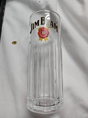 Jim Beam Bourbon Whiskey 6 1/4" Ribbed Highball Glass *Holiday Snowflakes - Image 1 of 3