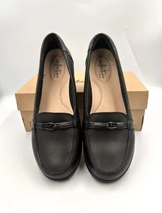 Clarks Shoes Womens 8 M Ashland Ballot Loafers Black Leather Casual 26147346 - Picture 1 of 6