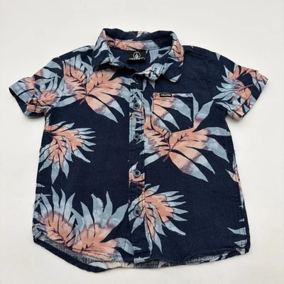 Camisa Volcom Botão para Cima Criança Meninos 4T Tropical Multicolor 20% Linho. #38495 - Imagem 1 de 4