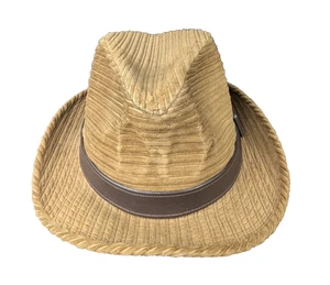 Vintage Richman Brothers Feather Fedora 6 3/4 Corduroy Brown Tan 50s - Picture 1 of 12