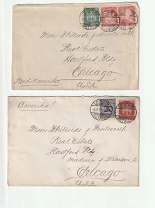 (2) 1924-25 Deutschland Briefumschläge nach USA mit gemischten Briefmarken - Bild 1 von 2